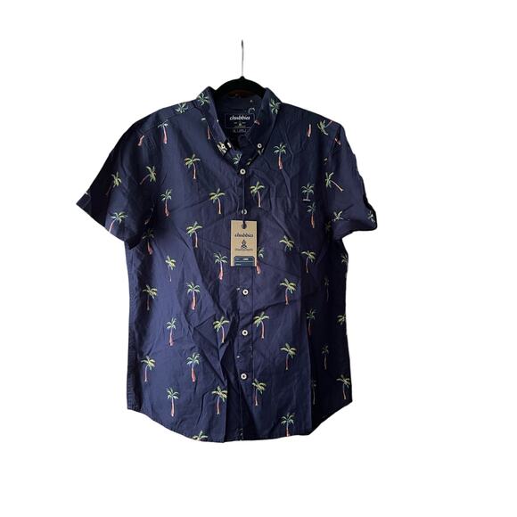 NWT Chubbies Men's Palm Trees The Palmera Hawaiian Camp Shirt Navy Blue Size L - Picture 1 of 12